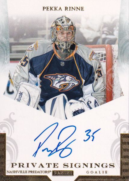 AUTO karta PEKKA RINNE 11-12 Panini Private Signings číslo RIN